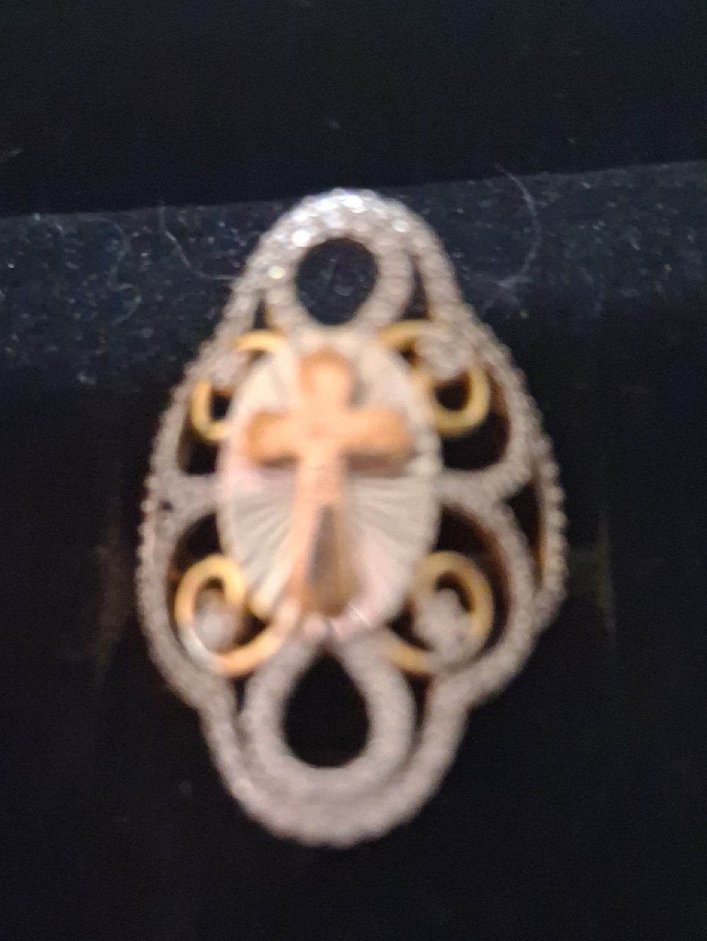 Cross Ring Gold Over 925 Small Diamods